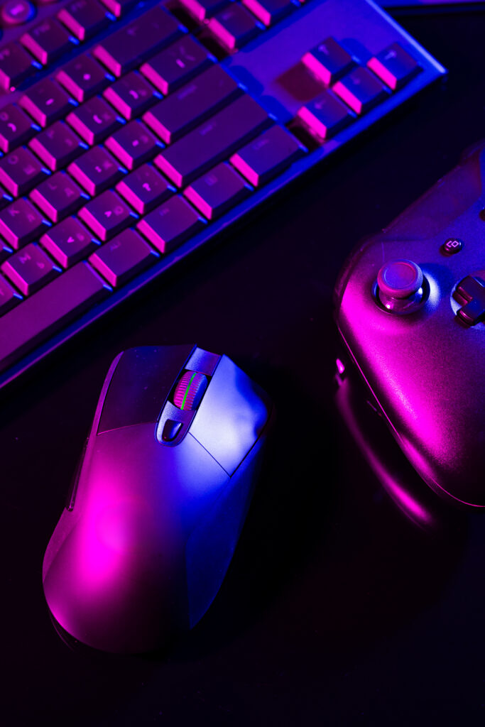 computer-keyboard-mouse-joystick-black-background